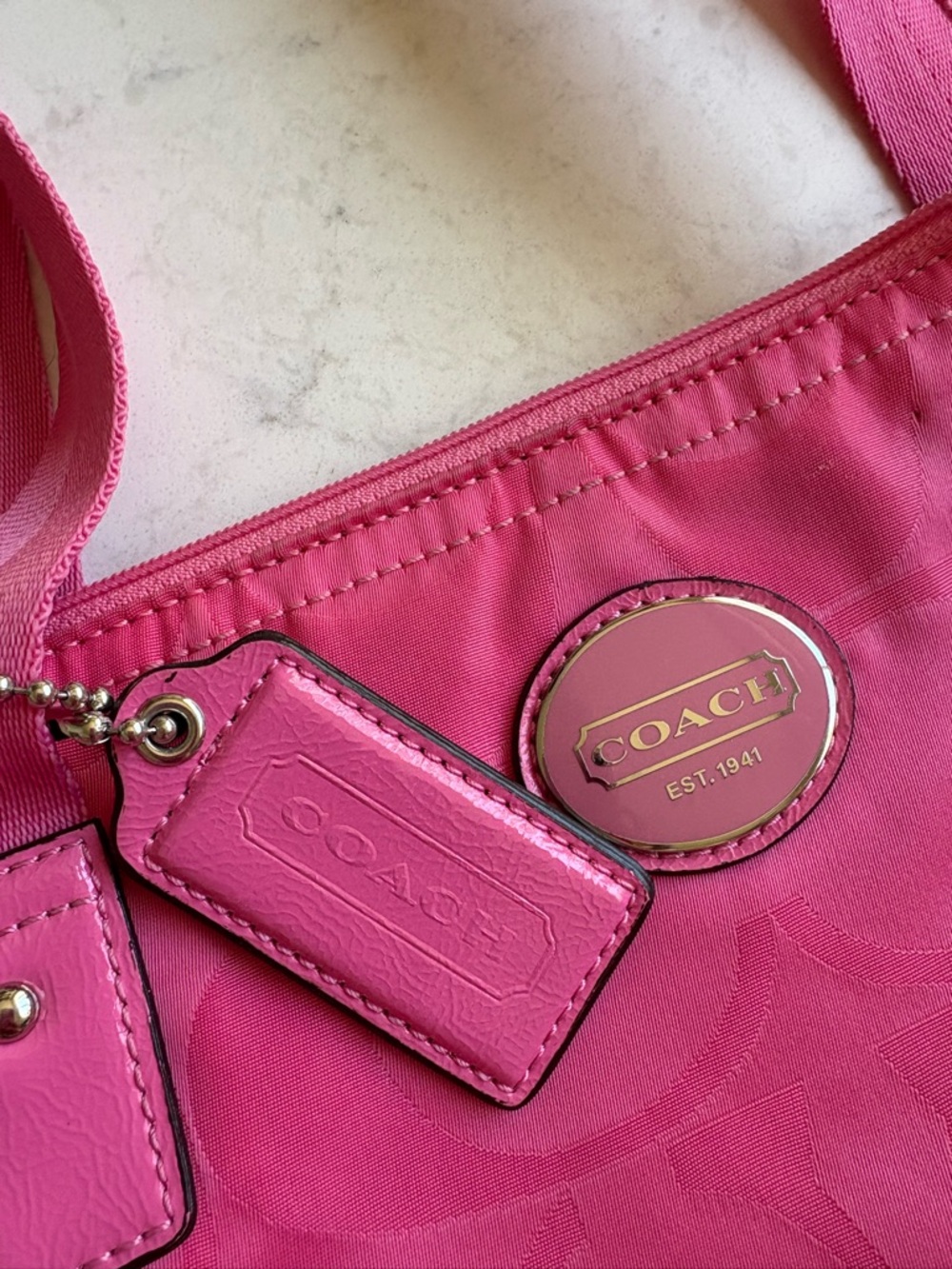 COACH Hot Pink Shoulder Bag with Logo Tag